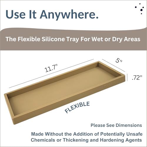 Spacewiser Countertop and Vanity Tray - 11.7" Silicone Bathroom Tray, Flexible Dish Soap Holder for Kitchen, Bathroom Counter Organizer, Shower Toilet Tank Trays Décor Accessories, Sink Makeup Mat Oil - Image 3