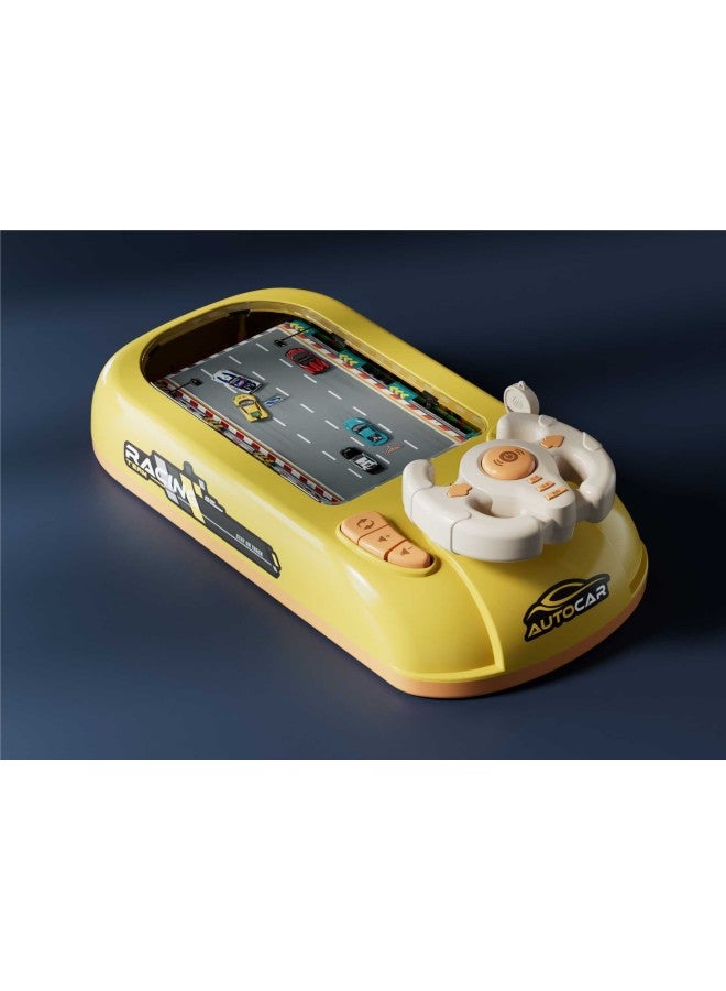 Electric Desktop Game Machine To Avoid Racing Car To Break Through The Big Adventure Children's Steering Wheel Simulation Driving Beneficial Intelligence Toys-Color:Yellow Racing (usb)  - Image 1