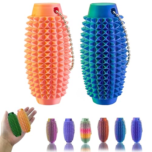 Deiviko 2PCS Upgrade Little Ouchies Pain Stim Fidget 3D Printed Fidget Toys Anxiety Relief Items Grippie Stim Keychain Stim Toys for Autistic Adults Hard Spiky Sensory Toys Novelty Gifts for Friends - Image 1