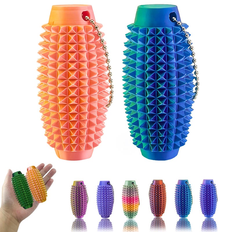 Deiviko 2PCS Upgrade Little Ouchies Pain Stim Fidget 3D Printed Fidget Toys Anxiety Relief Items Grippie Stim Keychain Stim Toys for Autistic Adults Hard Spiky Sensory Toys Novelty Gifts for Friends - Image 3