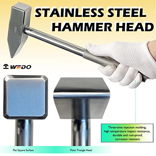 WEDO Cross Pein Hammer with Stainless Steel Handle, Engineers'Hammer, Stainless Steel, Corrosion Resistant, Rust Proof, Durable, Environmental friendly, 500g - Image 3