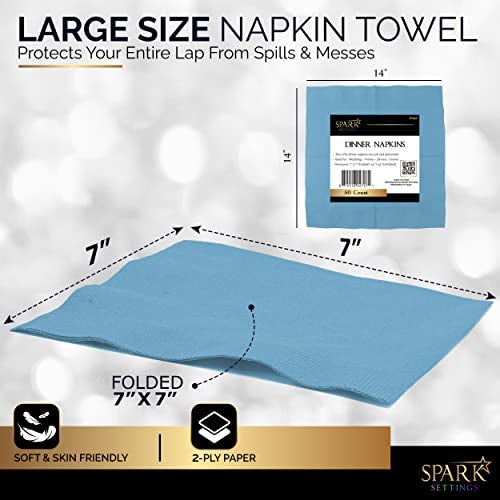 Amcrate Big Party Pack 40 Count Caribbean Blue Dinner Napkins Tableware Ideal for Wedding Party Birthday Dinner Lunch Cocktails 7 x 7 - Image 5