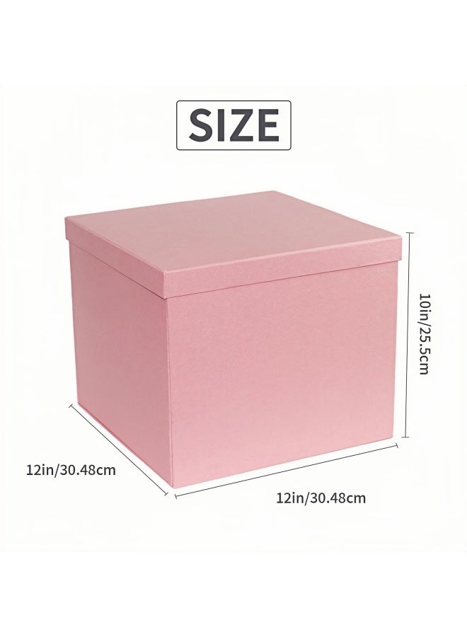 Ouyesyyds Pink Gift Box With Lid,30.5x30.5x25.5cm,Large Box for Presents Packaging for Birthdays,Valentine's Day,Mother's Day,with Ribbon Card Envelope,Shredded Paper Fill - Image 2