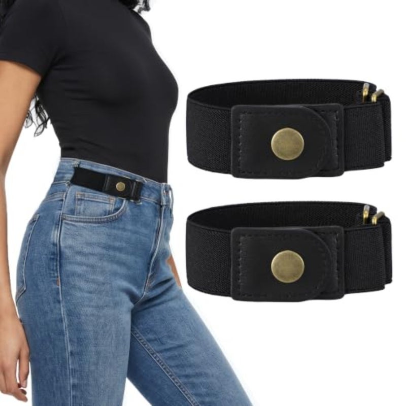 WERFORU Women 2 Loop No Buckle Elastic Belt for Women Men Side belts Buckle Free Stretch Belt for Jeans Pants - Image 1