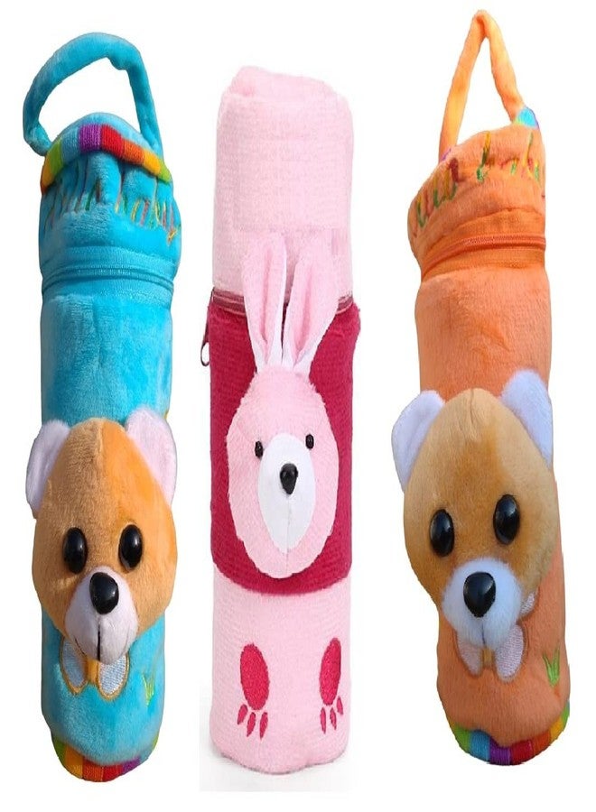 Lappu Baby Cute Velvet Milk Feeding Bottle Cover for 240ml, 250,ml, 260ml -Pack of 3 (Multicolor_2) - Image 1