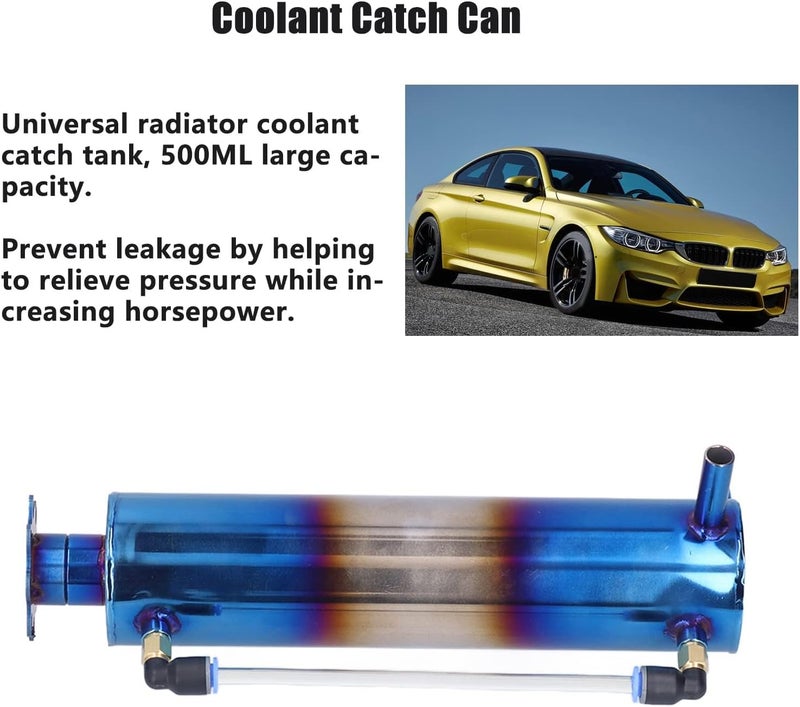 Coolant Overflow Tank, Universal 500ML Aluminum Car Radiator Overflow Coolant Tank Oil Catch Bottle Reservoir Expansion - Image 3