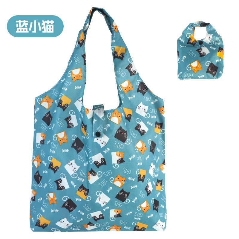 New Waterproof Large Capacity Folding Shopping Bag Printed Portable Handbag Environmentally Friendly Storage Bag - Image 1