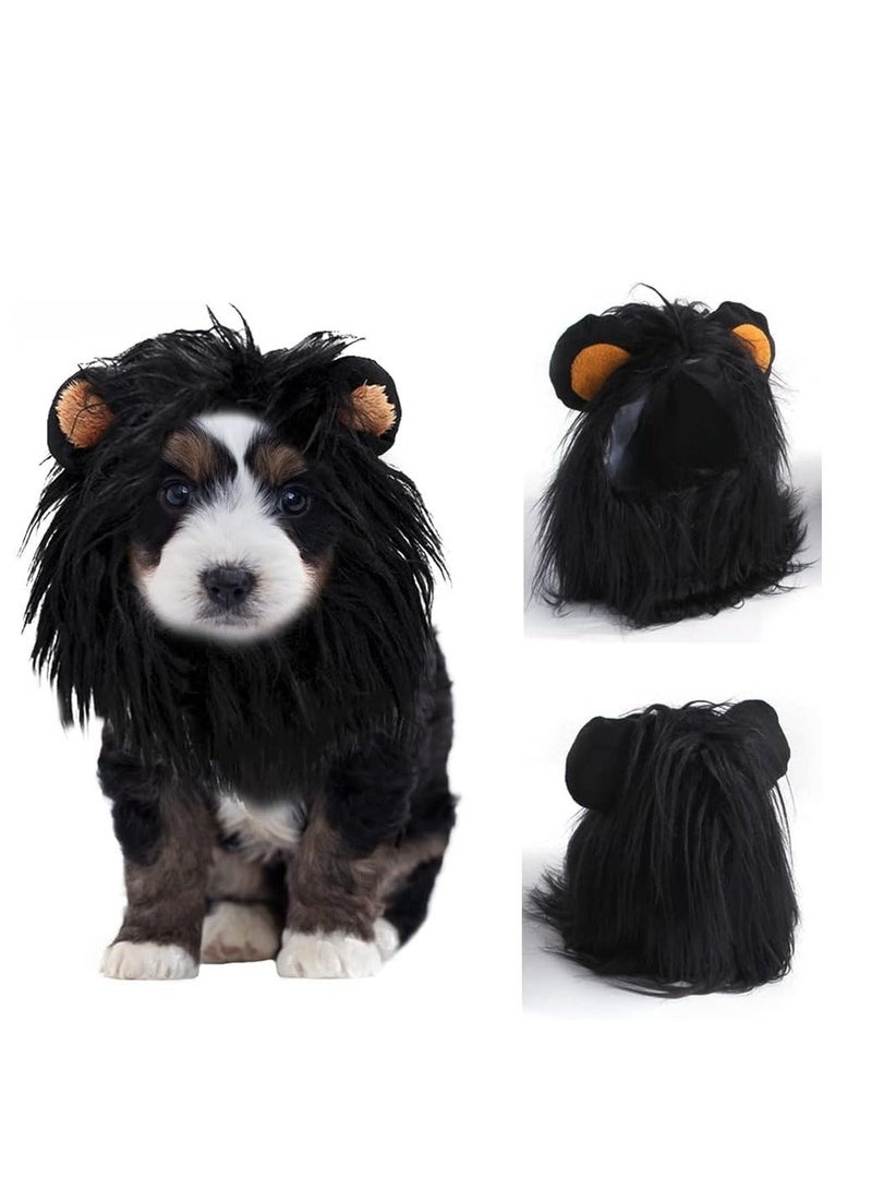 Pet Lion Mane Wig Cat Dog Lion Black Mane with Ears for Pet Costume Vampire Themed Party Pumpkin Party Photo Shoots and Gifts for Cat Lovers Large - Image 1