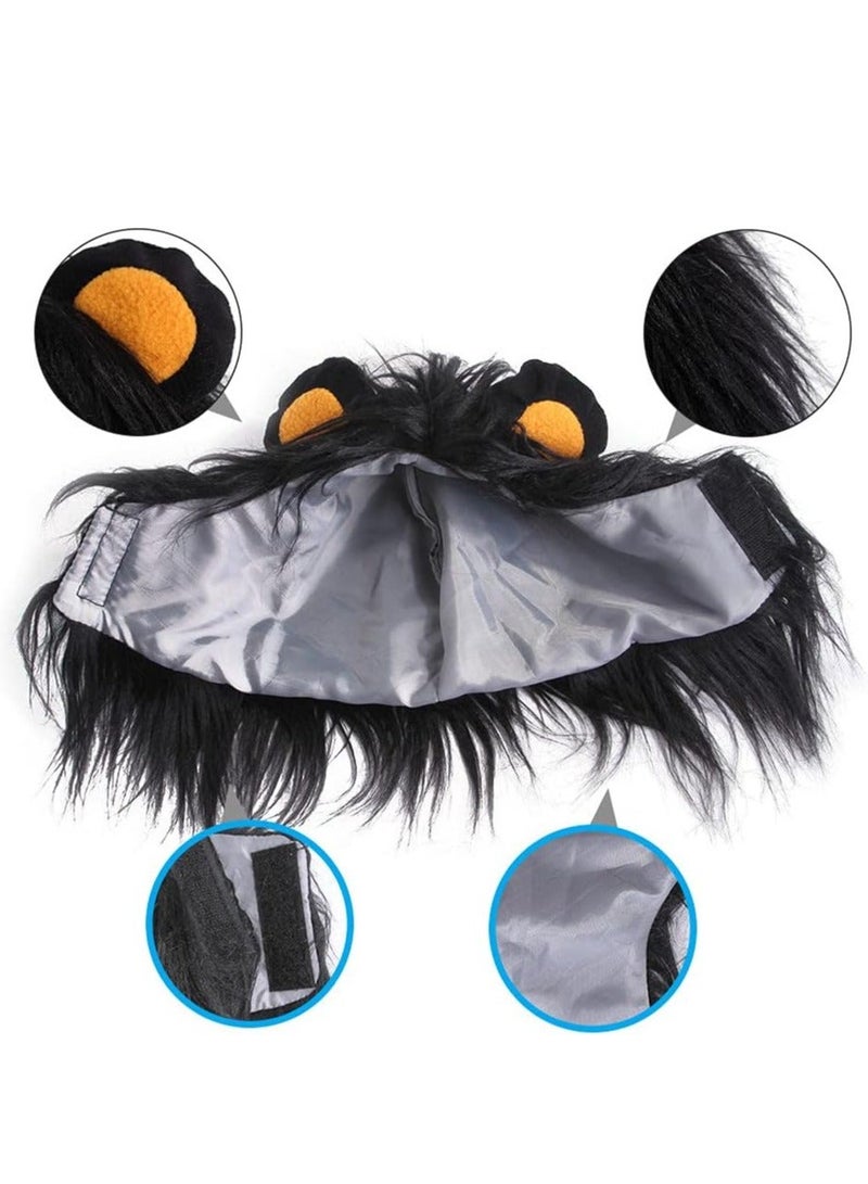 Pet Lion Mane Wig Cat Dog Lion Black Mane with Ears for Pet Costume Vampire Themed Party Pumpkin Party Photo Shoots and Gifts for Cat Lovers Large - Image 2