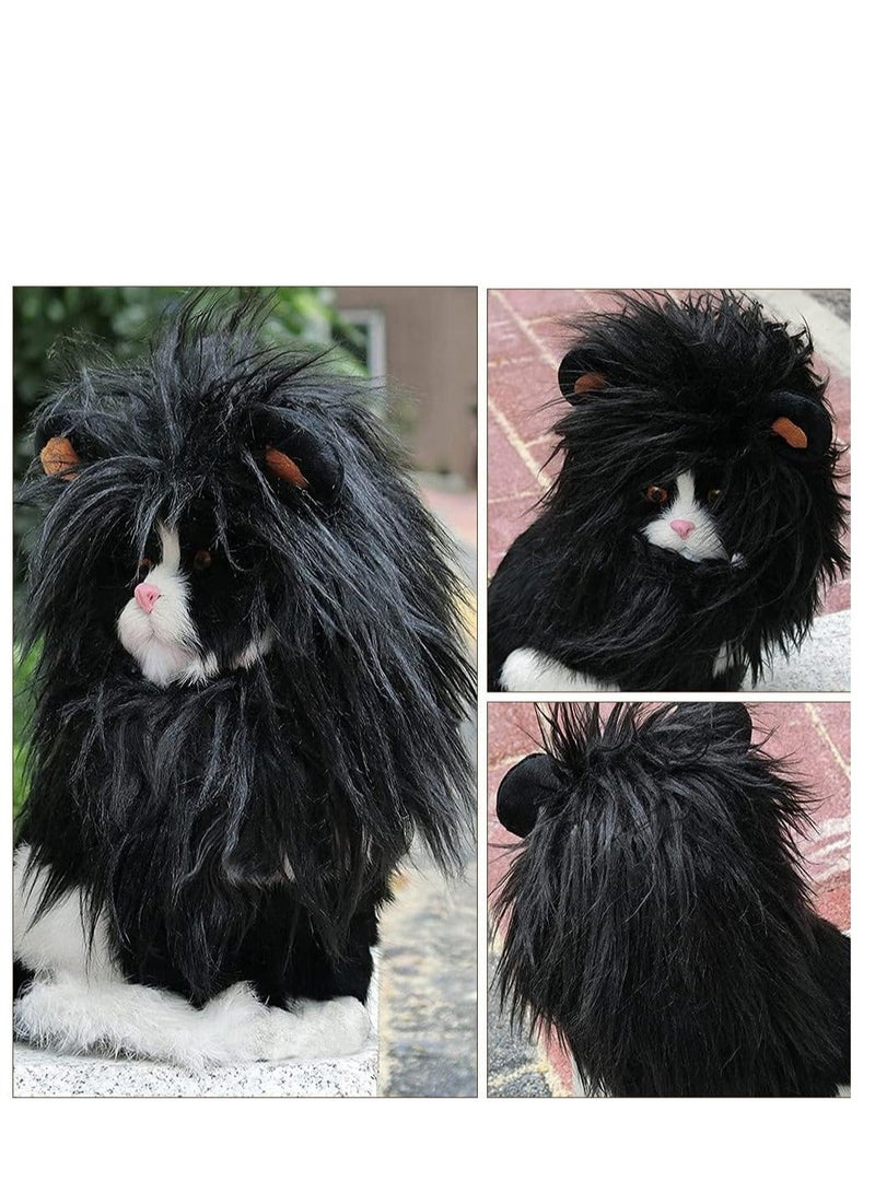 Pet Lion Mane Wig Cat Dog Lion Black Mane with Ears for Pet Costume Vampire Themed Party Pumpkin Party Photo Shoots and Gifts for Cat Lovers Large - Image 3