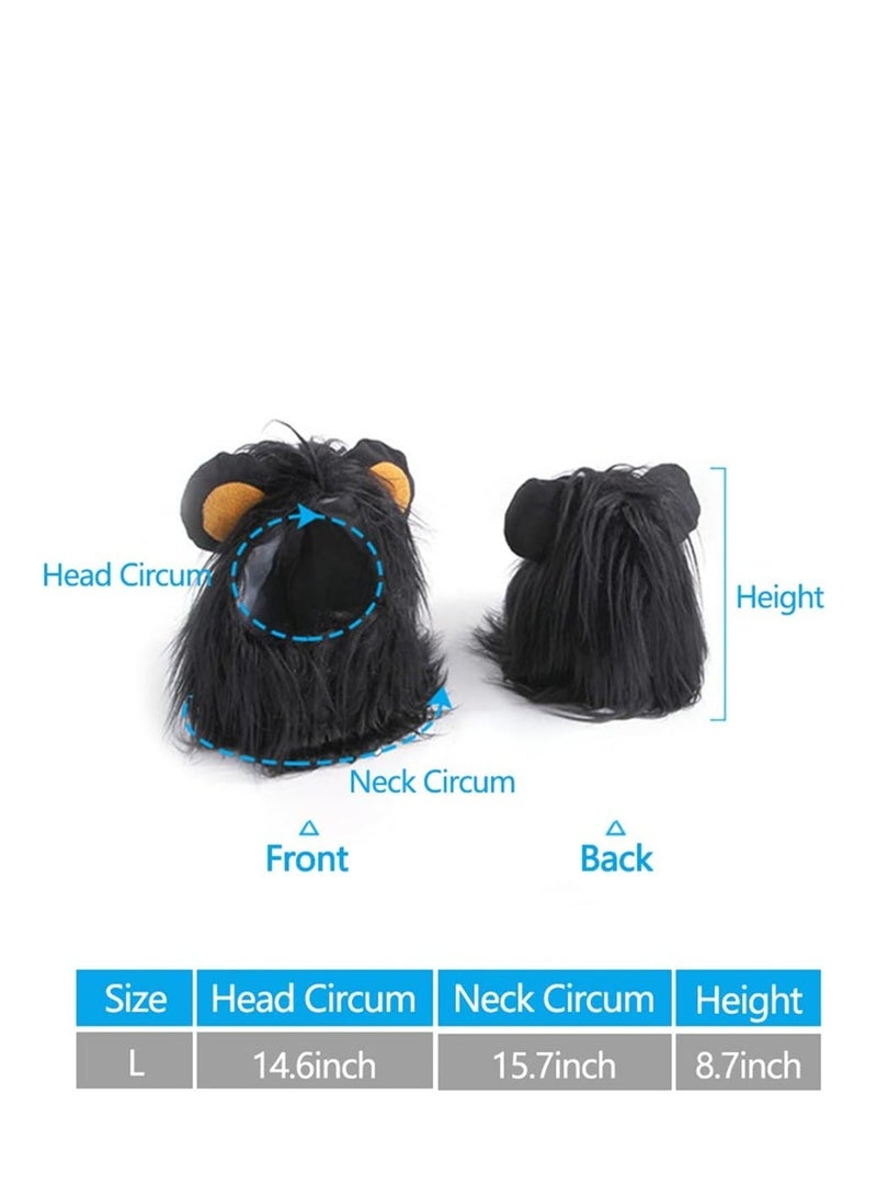 Pet Lion Mane Wig Cat Dog Lion Black Mane with Ears for Pet Costume Vampire Themed Party Pumpkin Party Photo Shoots and Gifts for Cat Lovers Large - Image 5