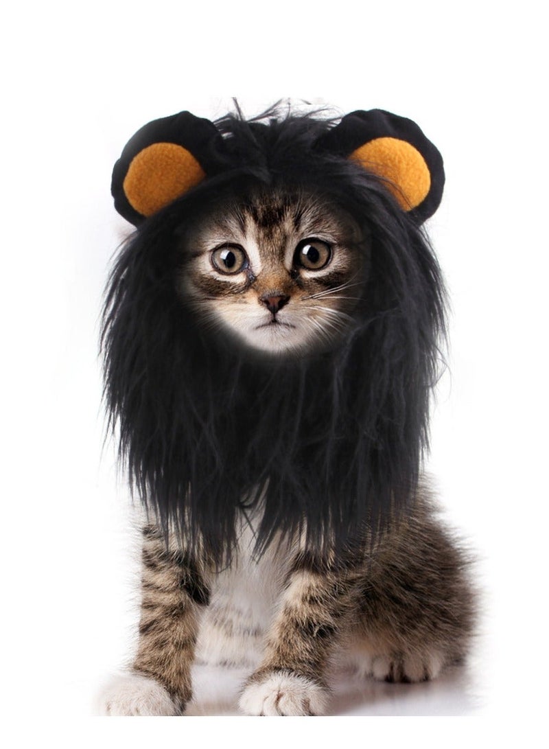 Pet Lion Mane Wig Cat Dog Lion Black Mane with Ears for Pet Costume Vampire Themed Party Pumpkin Party Photo Shoots and Gifts for Cat Lovers Large - Image 4