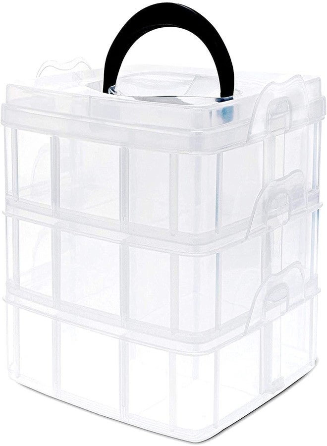 LOXBEE transparent plastic multifunctional jewellery storage organizer, jewellery case organizer box for earrings and chains and craft material for women -18 GRID - Image 1