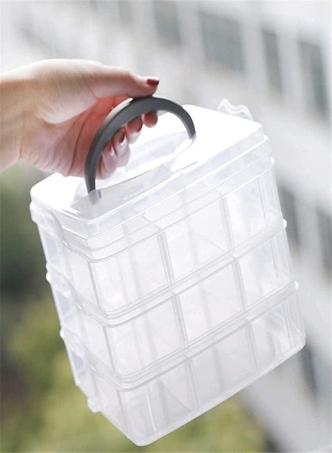 LOXBEE transparent plastic multifunctional jewellery storage organizer, jewellery case organizer box for earrings and chains and craft material for women -18 GRID - Image 4