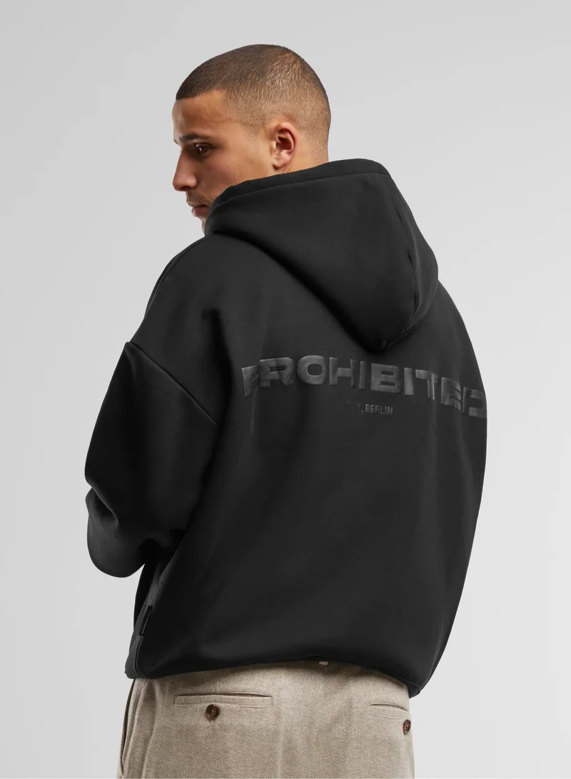 Prohibited Black Basic Logo Zip-Hoodie  | Best Price UAE