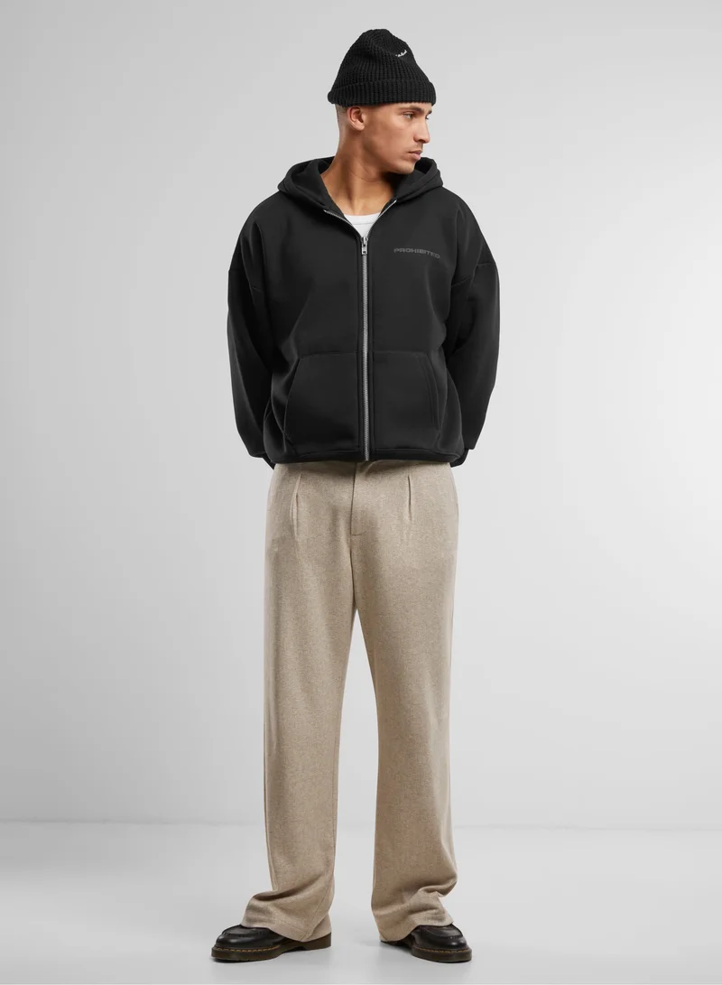 Prohibited Black Basic Logo Zip-Hoodie  | Best Price UAE