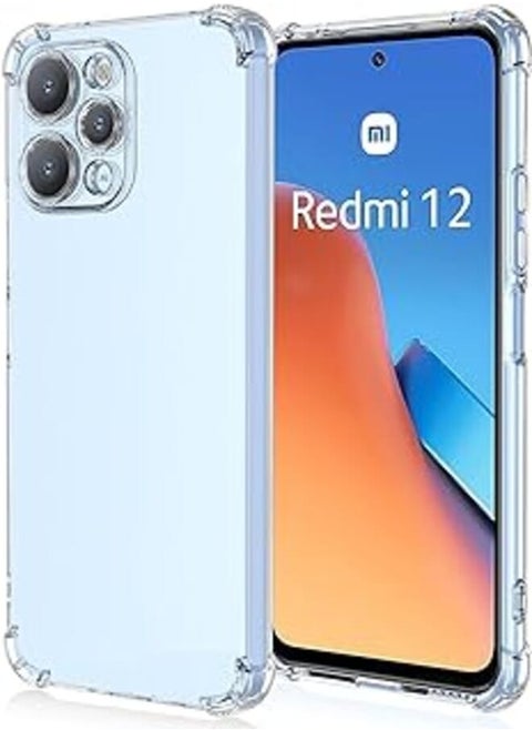 (Redmi 12 4G) Transparent Soft TPU Four Corner Armor Shockproof Protective Case Cover