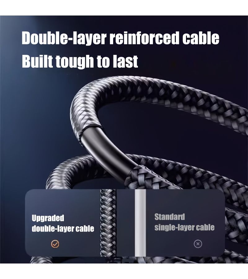 PD120W Max Fast Charging Cable 6A Fabric Braided USB C Data Cable 6.6FT Elbow Type C Fast Charging Cord Compatible with iPhone 16 15 Pro iPad MacBook Samsung Xiaomi Huawei - Image 4