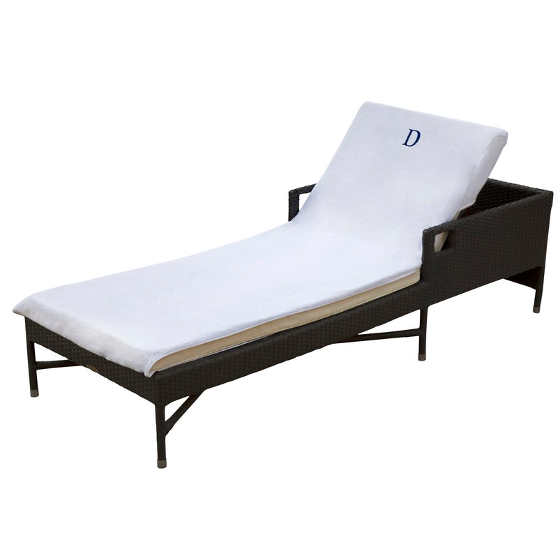 Superior SUPERIOR 100 Cotton Lounge Chair Cover with Personalized Monogrammed Letters Thick Super Soft Plush and Highly Absorbent Cotton Terry Towel Bright White D Standard PoolLoungeTowelD 