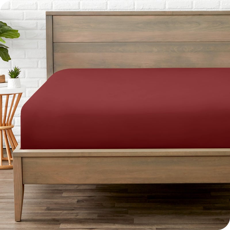 Bare Home Fitted Bottom Sheet Queen Size - Premium 1800 Microfiber - Ultra-Soft Hotel Luxury - Deep Pocket - Durable and Long Lasting (Queen  Rosewood) - Image 1