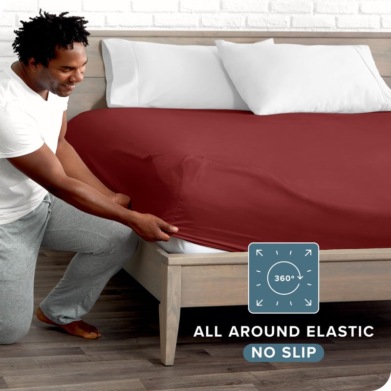 Bare Home Fitted Bottom Sheet Queen Size - Premium 1800 Microfiber - Ultra-Soft Hotel Luxury - Deep Pocket - Durable and Long Lasting (Queen  Rosewood) - Image 3