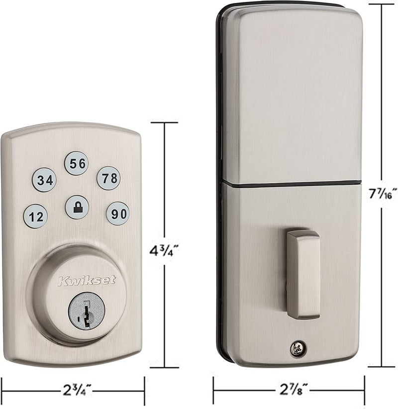 Kwikset Powerbolt 907 Keyless Entry Deadbolt Electronic Door Lock, 6 Button Keypad, Auto Locking, with Keyed Pick Resistant SmartKey Re-Key Security Technology, Satin Nickel - Image 3