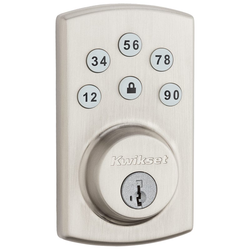 Kwikset Powerbolt 907 Keyless Entry Deadbolt Electronic Door Lock, 6 Button Keypad, Auto Locking, with Keyed Pick Resistant SmartKey Re-Key Security Technology, Satin Nickel - Image 1
