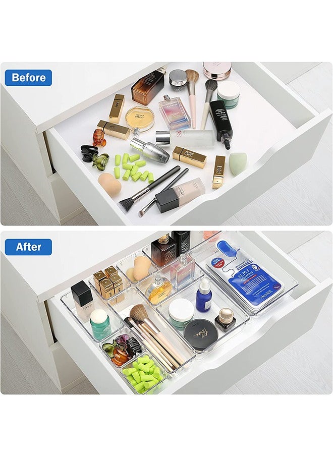 Arabest 16 PCS Clear Drawer Organizer Set, Non-Slip Drawer Organizers, 5-Size Desk Drawer Organizer Trays Storage Tray for Makeup, Jewelries, Utensils in Bedroom Dresser, Office and Kitchen  - Image 3
