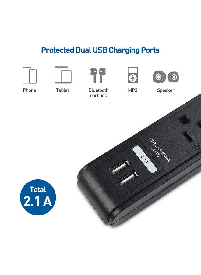 Cable Matters [ETL Listed] Cable Matters 2-Pack 6-Outlet Surge Protector Power Strip with USB Ports, 12 ft, Long Extension Cord, Surge Protector with USB Ports in Black - Image 5