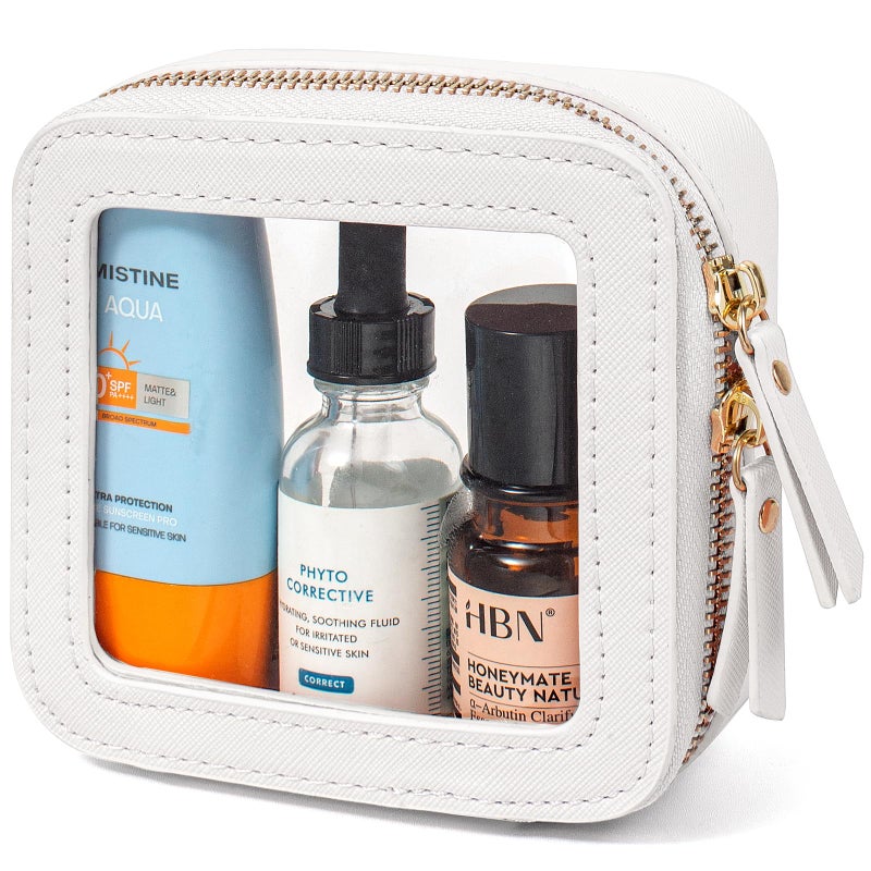 LETGO Clear Makeup Bags Small, Small Clear Makeup Bag for Purse,Mini Clear Makeup Pouch Purse Organizer Fit Carry-on Travel Essentials,Clear Cosmetic Bags for Car Accessories for Women (Mini-White) - Image 1