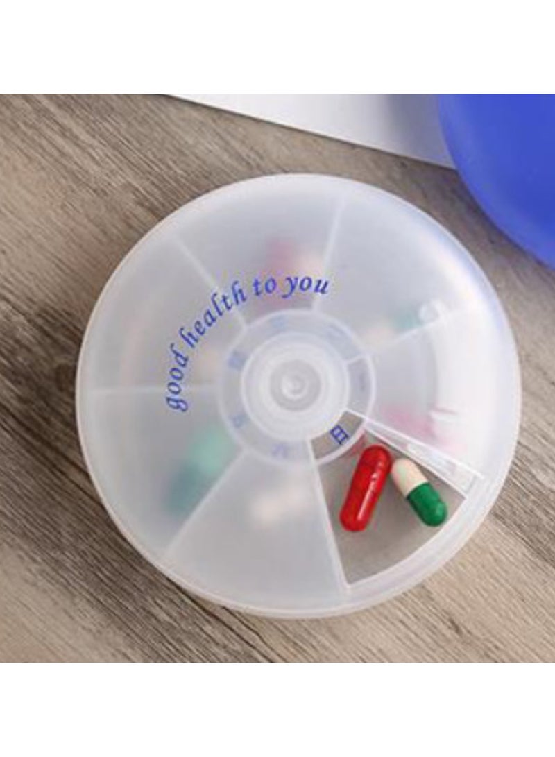 Transperant Weekly 7 - Pills Organiser Supplements Vitamins | East to Carry Travel | Home | Office | Round Box - Image 2