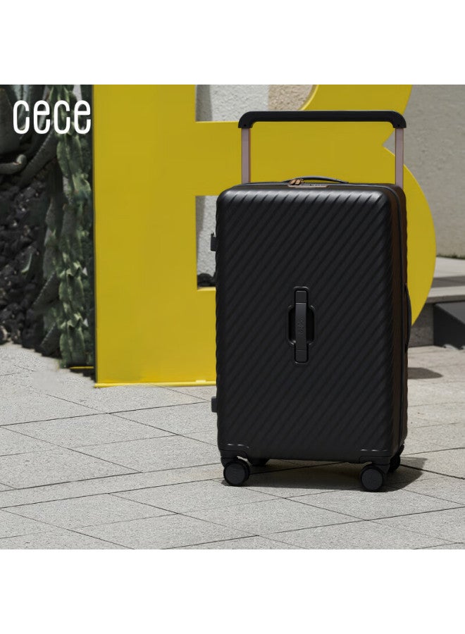 Cece Large Capacity Suitcase For Women And Men, Durable Trolley Luggage With Password Lock, Black, 26 Inches - Check-in Case - Image 1