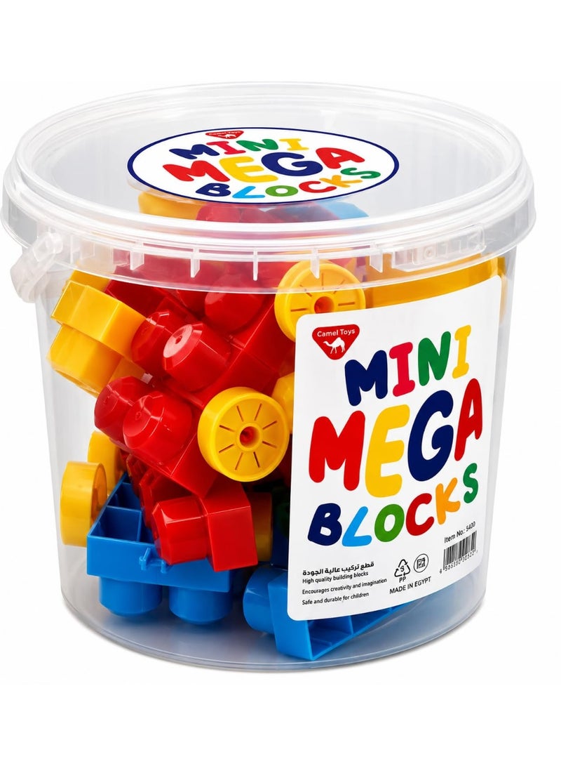 Mega Bloks Mini Mega Building Blocks Set – 64 Large Colorful Construction Pieces with Storage Bucket – Creative Educational Building Toy for Imagination, Logic and Fine Motor Skills - Image 1