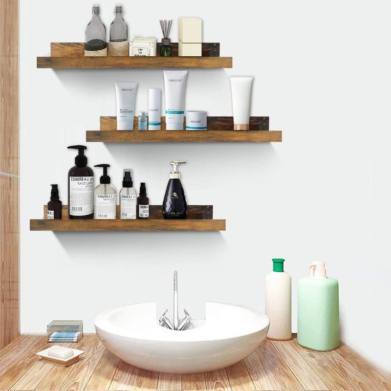 Md Decor Sheesham Wood Wall Mounted Rustic Large Picture Ledge Floating Wall Shelf Set of 3 36 INCHES - Image 5
