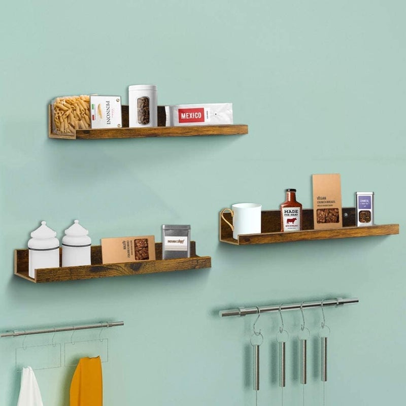 Md Decor Sheesham Wood Wall Mounted Rustic Large Picture Ledge Floating Wall Shelf Set of 3 36 INCHES - Image 2