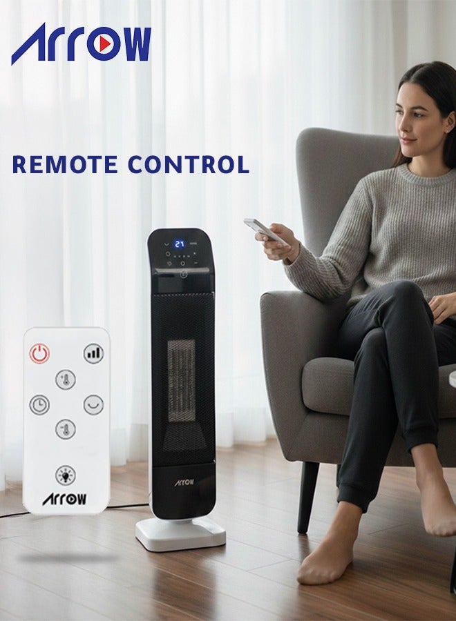 Arrow 2000W PTC Ceramic, Oscillating Fan Heater | Infrared Remote Control | Digital Room Temperature Setting | 2 Heating Levels | High-Quality PTC Ceramic | Sensor Touch Control Panel | Model: RO-2000HPJ - Image 5