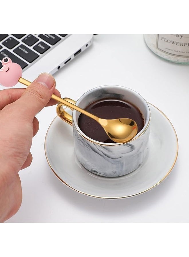 Set of 6 Stainless Steel Coffee Spoons, Dessert Spoons, Beautiful Spoons, Stainless Steel, Suitable for Fruit, Cake, Coffee, Hot Drinks, Ice Cream, etc. (6 Different Types of Spoons) Code 295  - Image 3