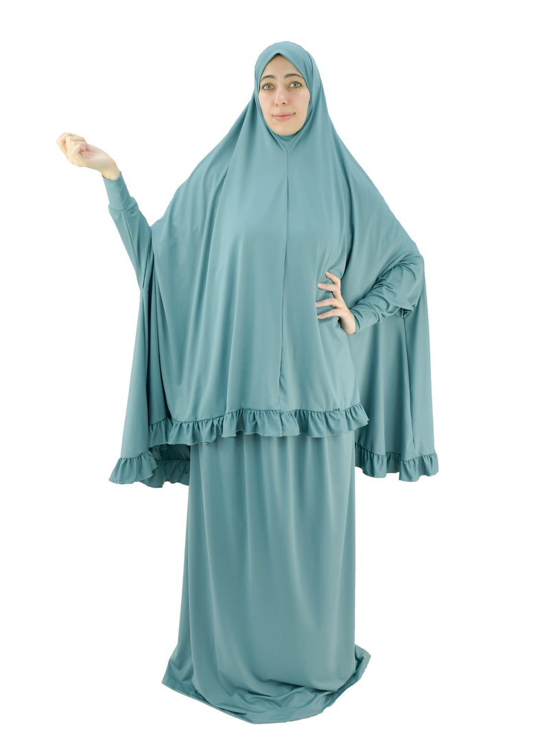 DAMAS COLLECTION Two Piece Islamic prayer dress women with sleeve - Prayer Clothes for Women - Prayer Abaya For women - Jilbab 2 piece, Umrah essentials for women - Prayer set - Image 1