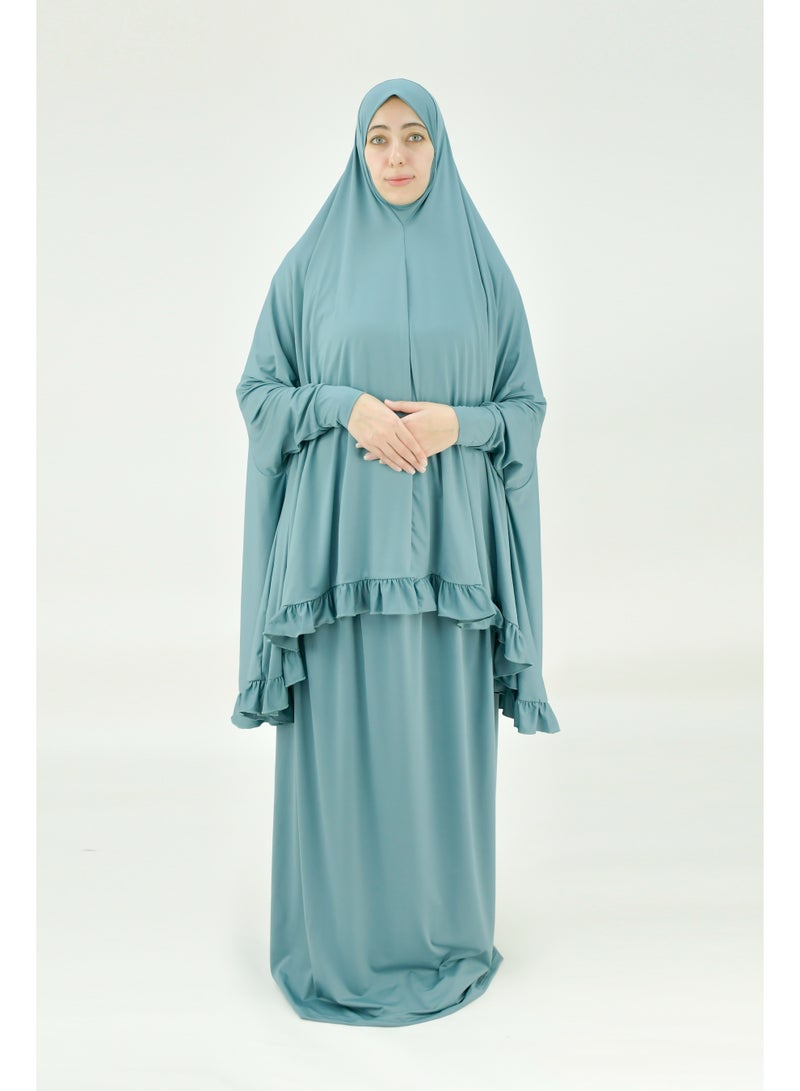 DAMAS COLLECTION Two Piece Islamic prayer dress women with sleeve - Prayer Clothes for Women - Prayer Abaya For women - Jilbab 2 piece, Umrah essentials for women - Prayer set - Image 2