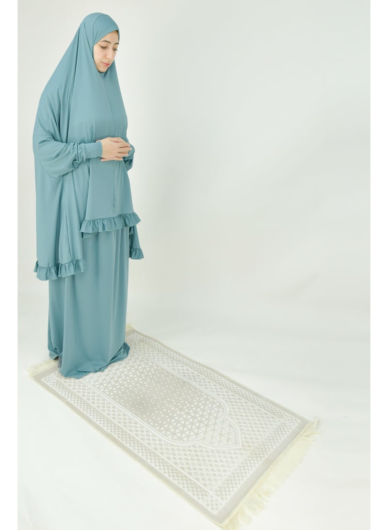DAMAS COLLECTION Two Piece Islamic prayer dress women with sleeve - Prayer Clothes for Women - Prayer Abaya For women - Jilbab 2 piece, Umrah essentials for women - Prayer set - Image 3