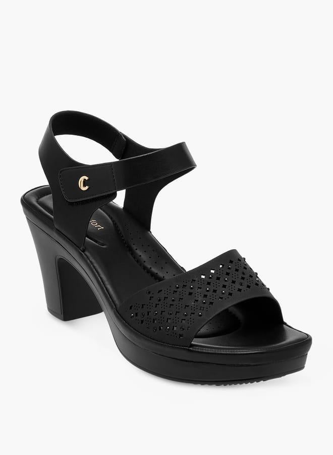 Le Confort Women Laser Cut Strap Sandals with Block Heels - Image 1