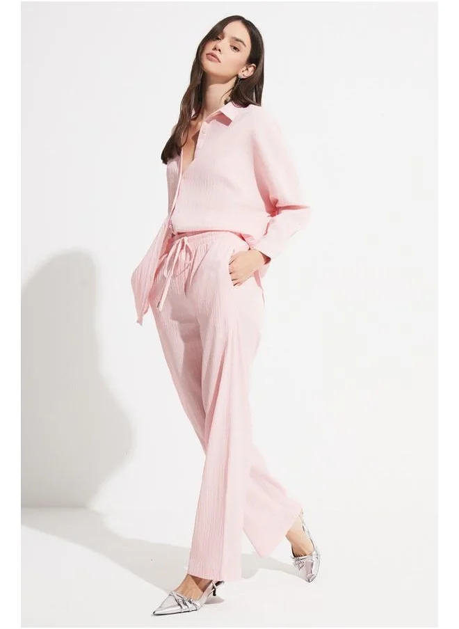 JUNE June Women Exclusive Boyfriend/Wide Fit Cotton Woven Shirt Powder