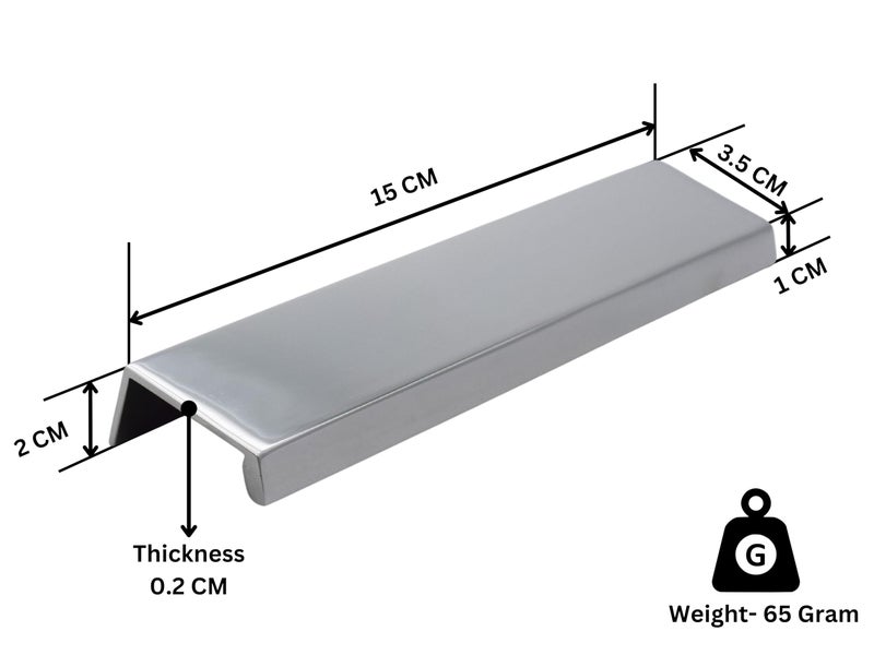 RAB Handle Aluminum Kitchen and Office Drawer/Cabinet/Door/Wardrobe Handle (Code:- P15, Finish:- Chrome Plating, Size:- 6") (Pack of 1 PCS) - Image 3
