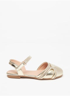 Girl's Embellished Ballerinas With Hook And Loop Closure