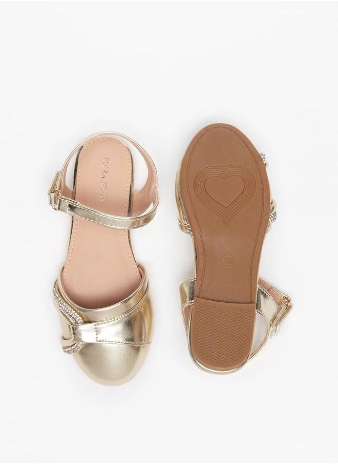 Flora Bella By Shoexpress - Girl's Embellished Ballerinas With Hook And Loop Closure - Image 1