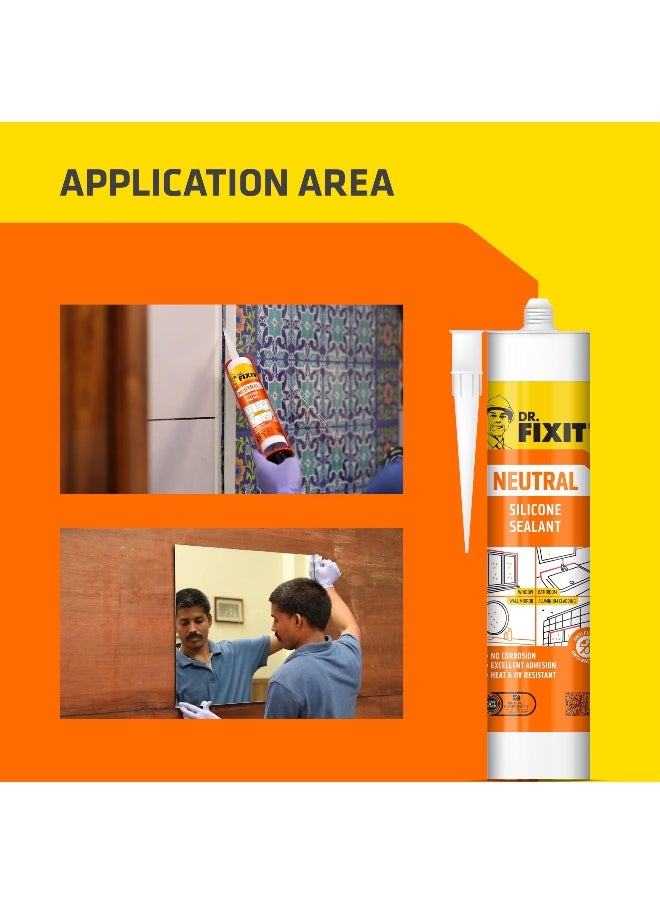 Dr. Fixit Dr. Fixit Neutral Silicone Sealant Clear 280 ML   High-Performance  Odor-Free Adhesive for Metals  Plastics  Glass  and Masonry  - Image 3