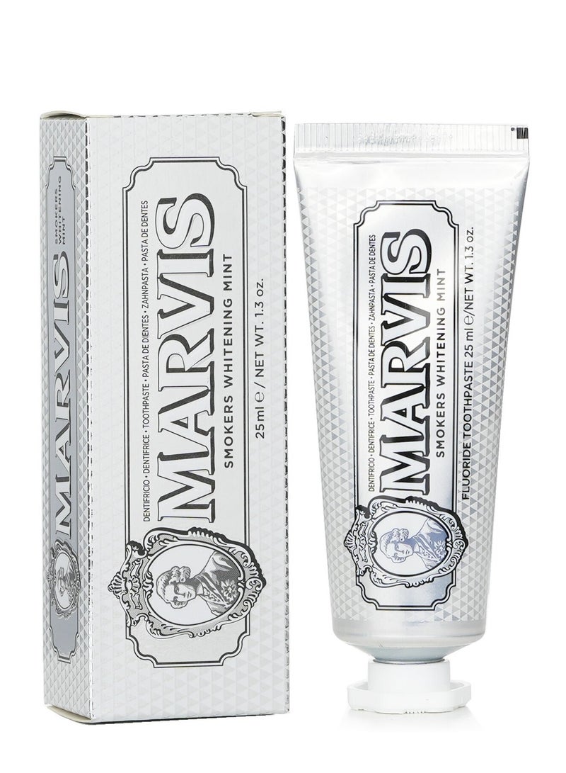 مارفيس مسافرة حجم المدخنين تبييض معجون الأسنان النعناع (25 مل) – تبييض الأسنان الطبيعي، إزالة اللوحة والتنفس الطازج طويل الأمد - Image 1