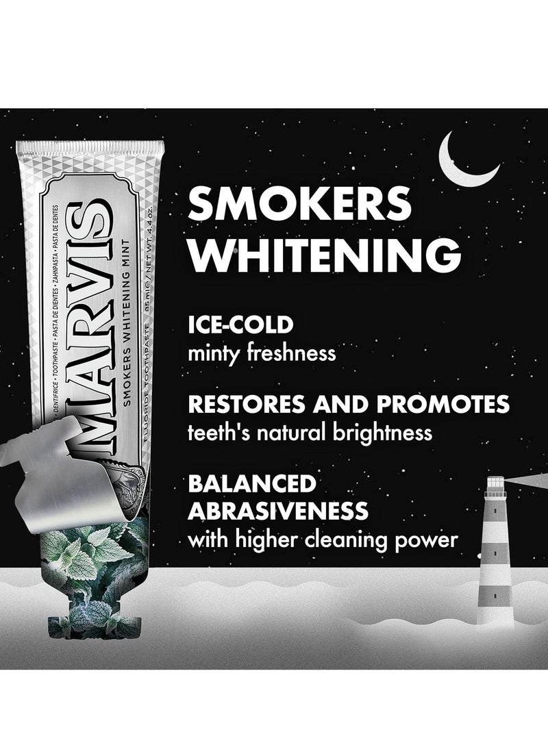 مارفيس مسافرة حجم المدخنين تبييض معجون الأسنان النعناع (25 مل) – تبييض الأسنان الطبيعي، إزالة اللوحة والتنفس الطازج طويل الأمد - Image 4