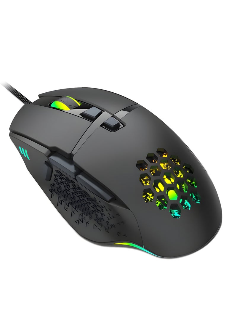ماوس ألعاب من هافيت موديل  MS1022سلكي مع إضاءة RGB خلفية ، 8 أزرار، 4 إعدادات DPI، تصميم مريح –اسود  - Image 2