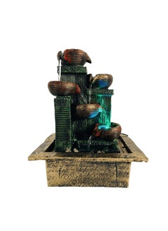 Craft_N_Decor Craft N Decor Resin Tabletop Water Fountain 4 Tier FountainsMini Waterfall with Led Lights for Indoor Outdoor Garden Home Dcor Living Room Bedroom Hall Showpiece Decoration Gift Items 15 Inch 